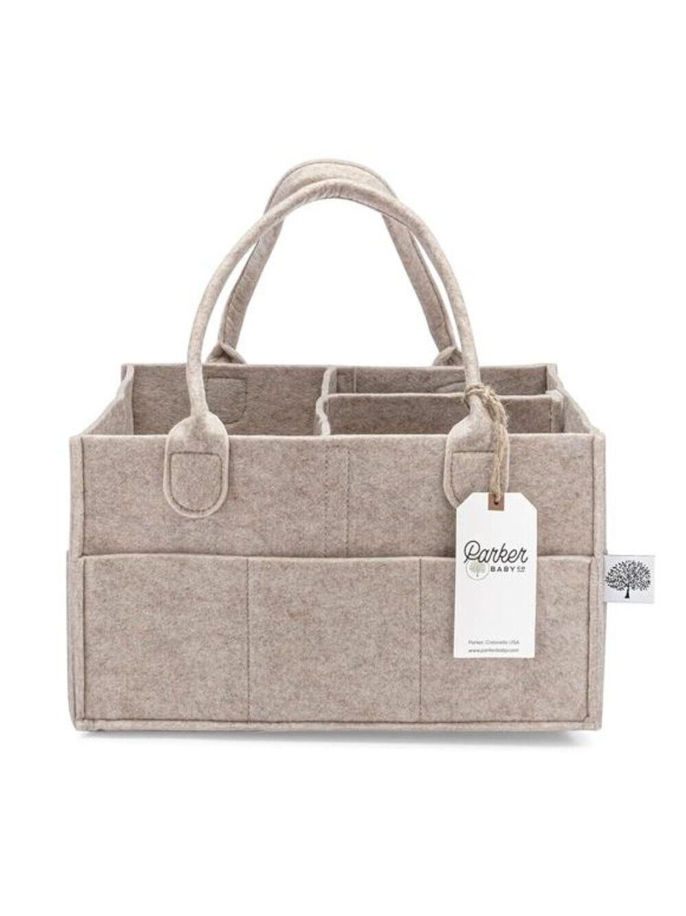Baby Diaper Caddy Nursery Storage Bin Organizer for Wipes Clothes Car Oatmeal